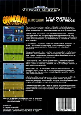 GrandSlam - The Tennis Tournament '92 (Japan) box cover back